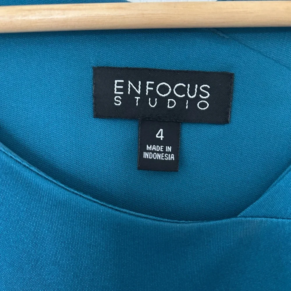 Enfocus Studio Teal and Black One-Shoulder Dress - Picture 3 of 4